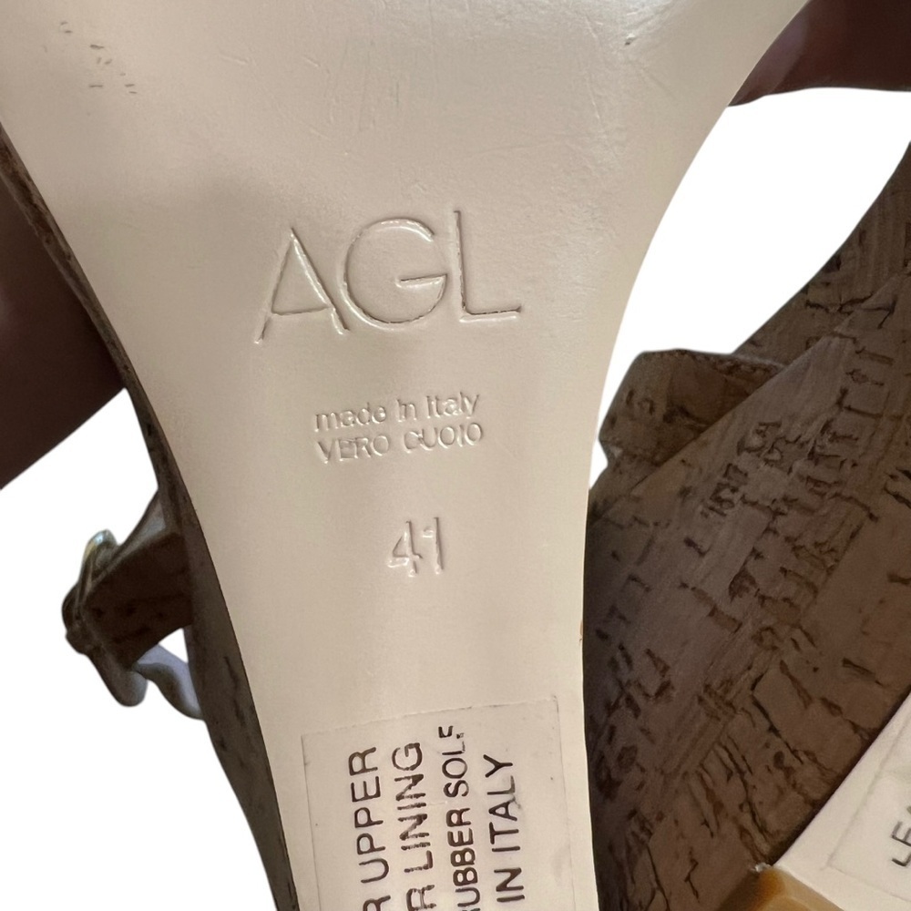 AGL Demi Ankle Strap Cork Wedge Sandals Naturale Sz 11 - Picture 9 of 9